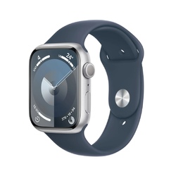 Smart saat Apple Watch Series 9 GPS, 45mm Silver Aluminium Case with Storm Blue Sport Band - M/L (MR9E3QI/A)