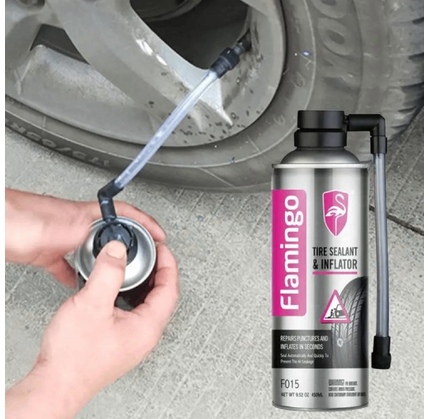 Avtomobil təkərlərinə qulluq üçün FLAMINGO TIRE SEALANT & INFLATOR 450 ML / F015