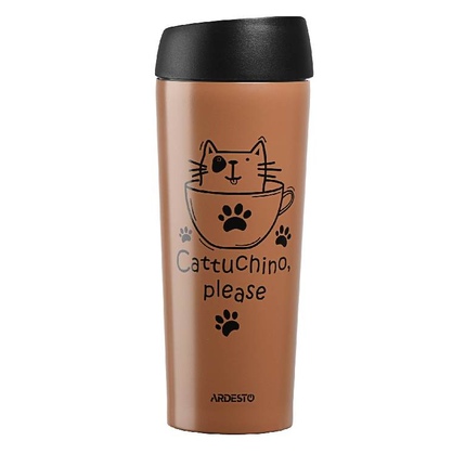 Termos ARDESTO TRAVEL MUG COFFEE TIME CAT 450 ml MOCHA