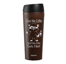 Termos ARDESTO TRAVEL MUG COFFEE TIME RACCOON 450 ml BROWN