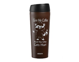 Termos ARDESTO TRAVEL MUG COFFEE TIME RACCOON 450 ml BROWN