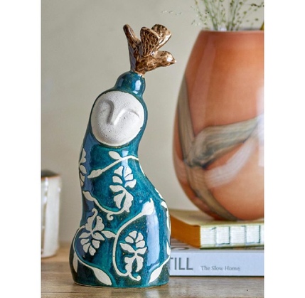 Fiqur Bloomingville Layhan Stoneware Blue 12x31x8 sm