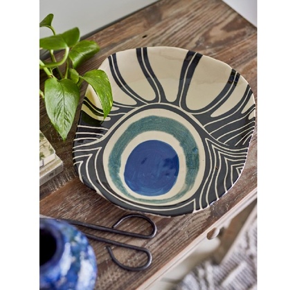 Dekorativ boşqab Bloomingville Yamato Blue Stoneware 31x4x26,5 sm