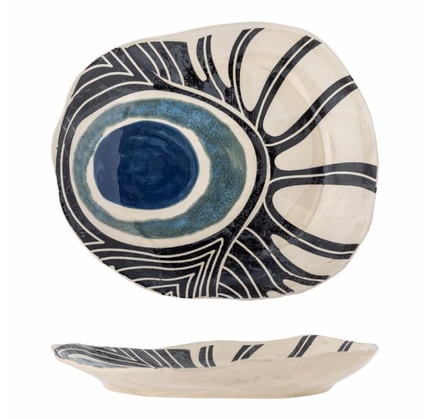 Dekorativ boşqab Bloomingville Yamato Blue Stoneware 31x4x26,5 sm