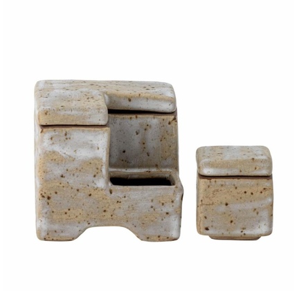 Zərgərlik qutusu Bloomingville Madox Stoneware Grey 8x8x8 sm