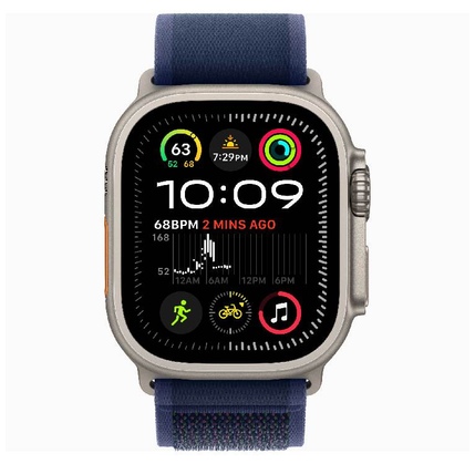 Smart saat Apple Watch Ultra 2 GPS + Cellular 49mm Natural Titanium Case with Blue Trail Loop - S/M (MX4J3RB/A)