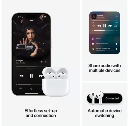 Simsiz qulaqlıq Apple AirPods 4 White (MXP63ZE/A)